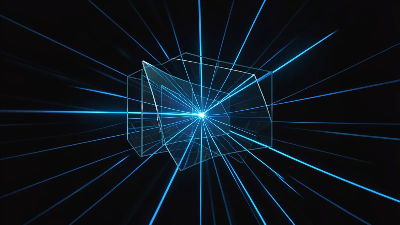 Abstract glass panels with light rays radiating outward