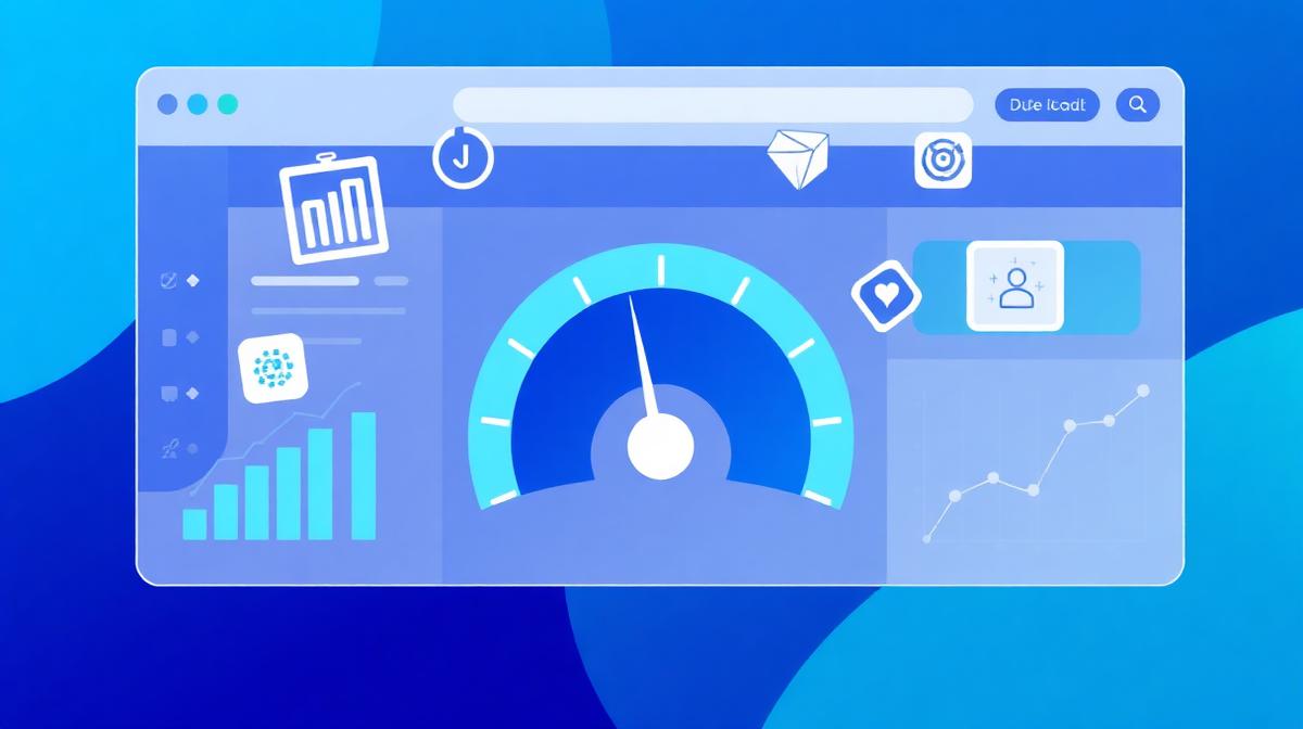 Website relevance rating dashboard with analytics gauge